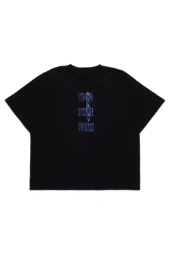 T-Shirts | T-Shirts>MM6 MAISON MARGIELA Stretched logo jersey T-shirt black