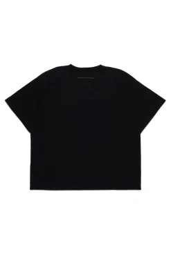T-Shirts | T-Shirts>MM6 MAISON MARGIELA Stretched logo jersey T-shirt black