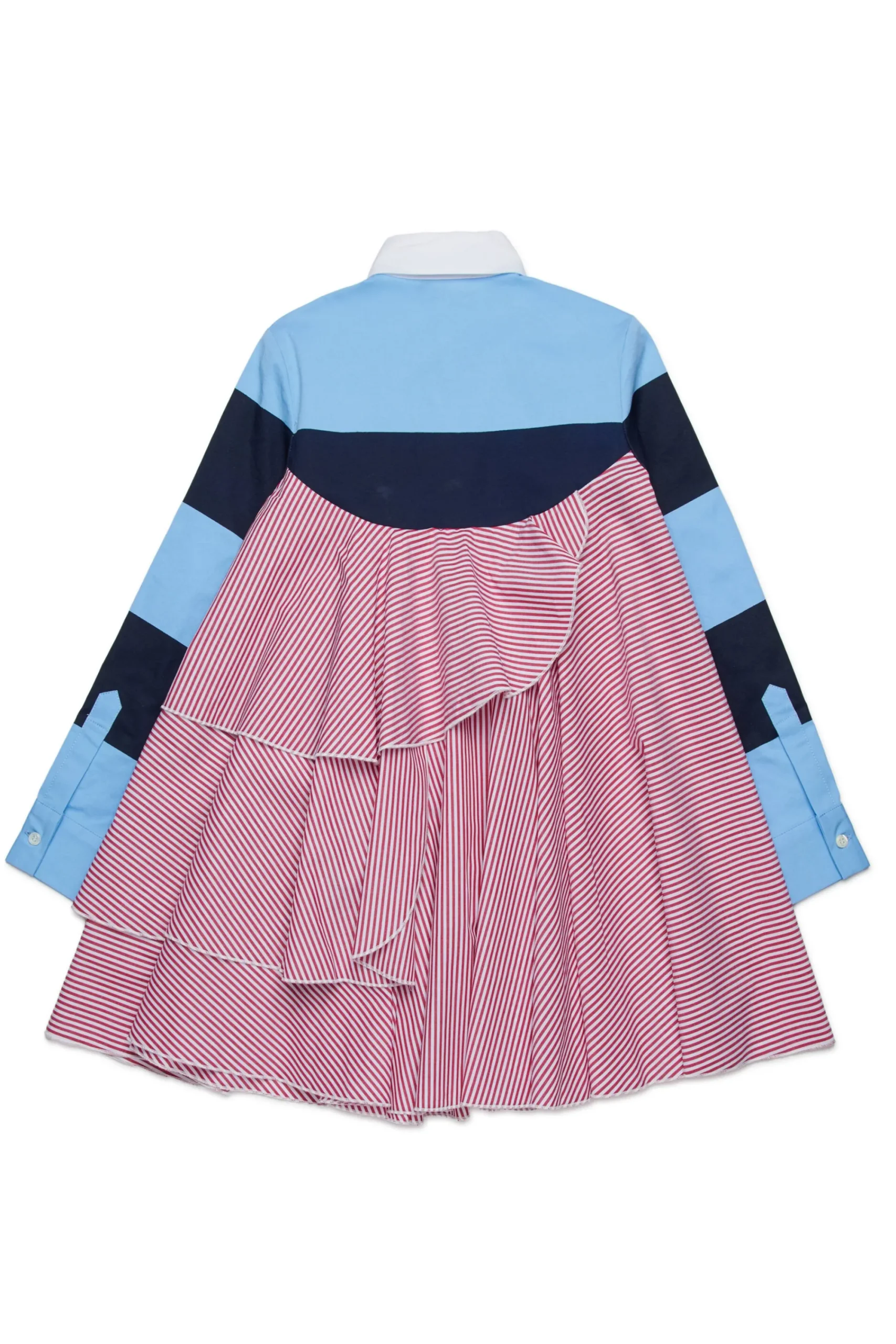 Dresses>DSQUARED2 Striped dress with ruffles and flounces red