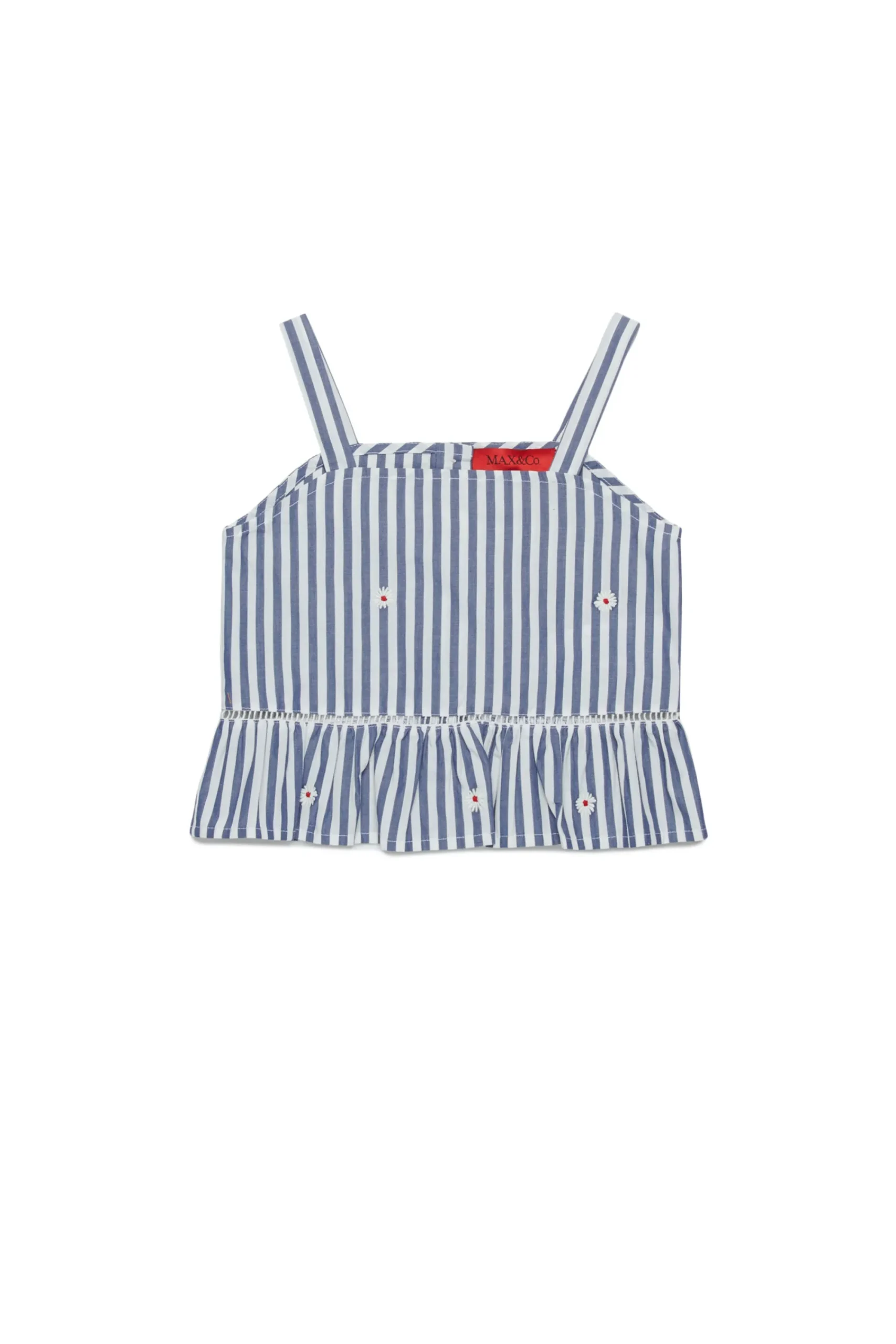 Shirts>MAX&Co. Striped poplin shoulder straps shirt royal blue
