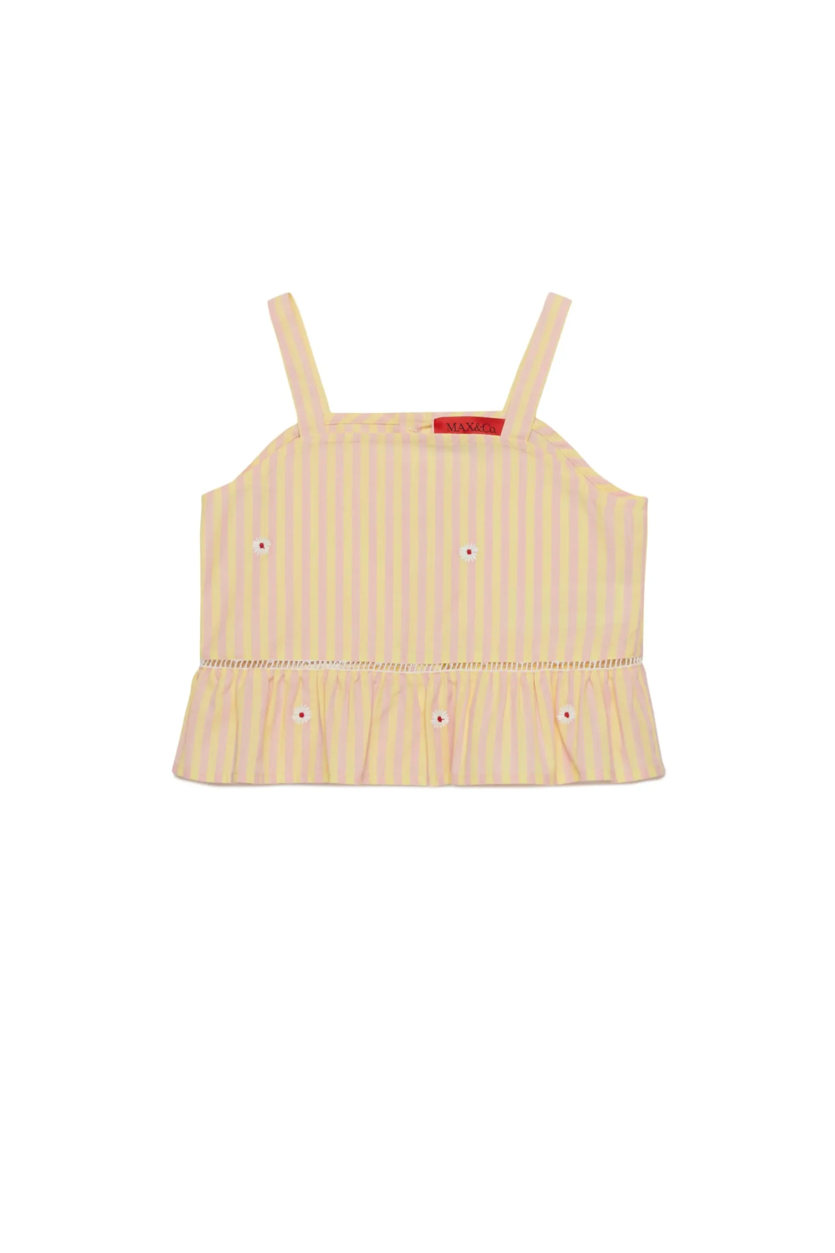 Shirts>MAX&Co. Striped poplin shoulder straps shirt cream yellow
