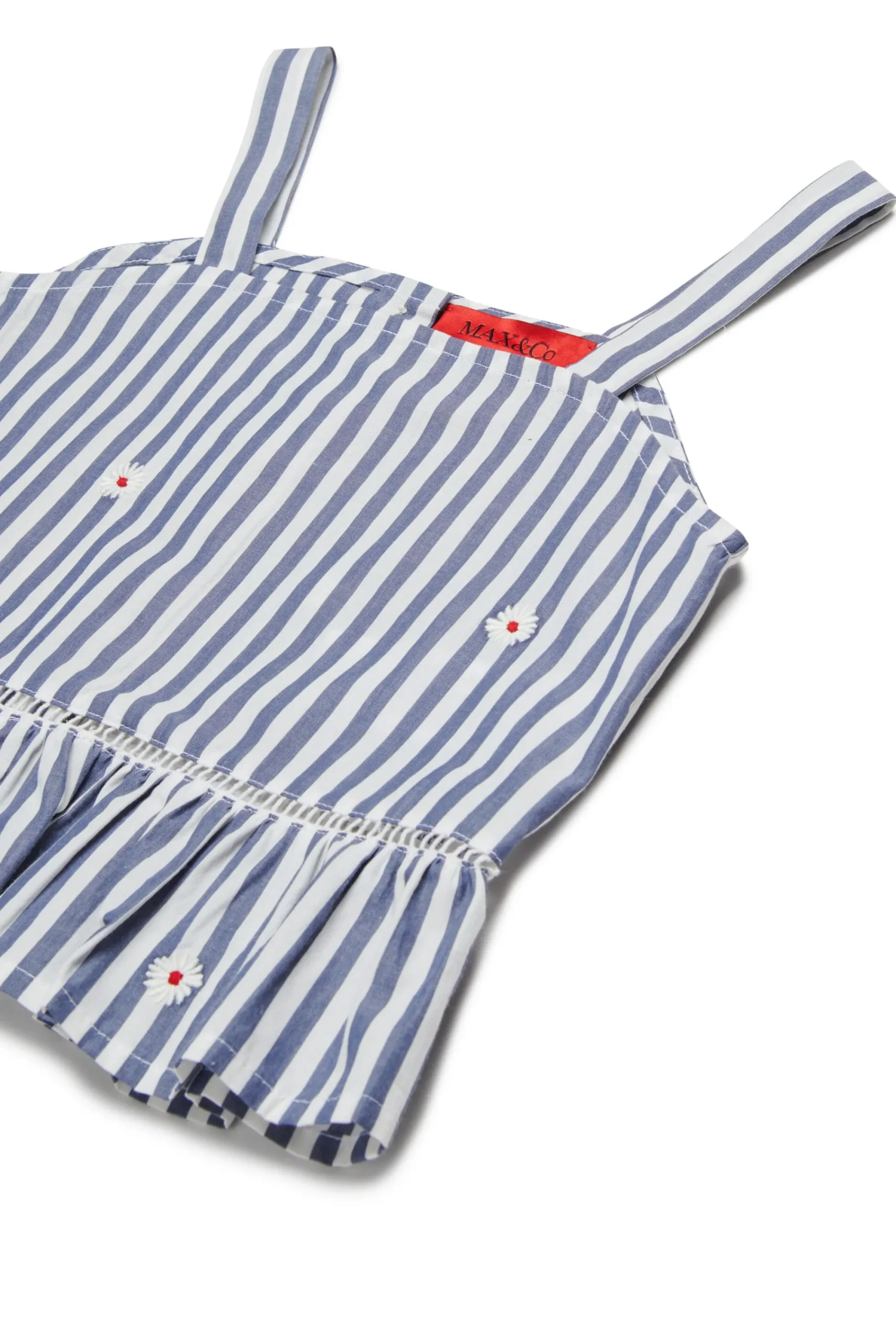 Shirts>MAX&Co. Striped poplin shoulder straps shirt royal blue
