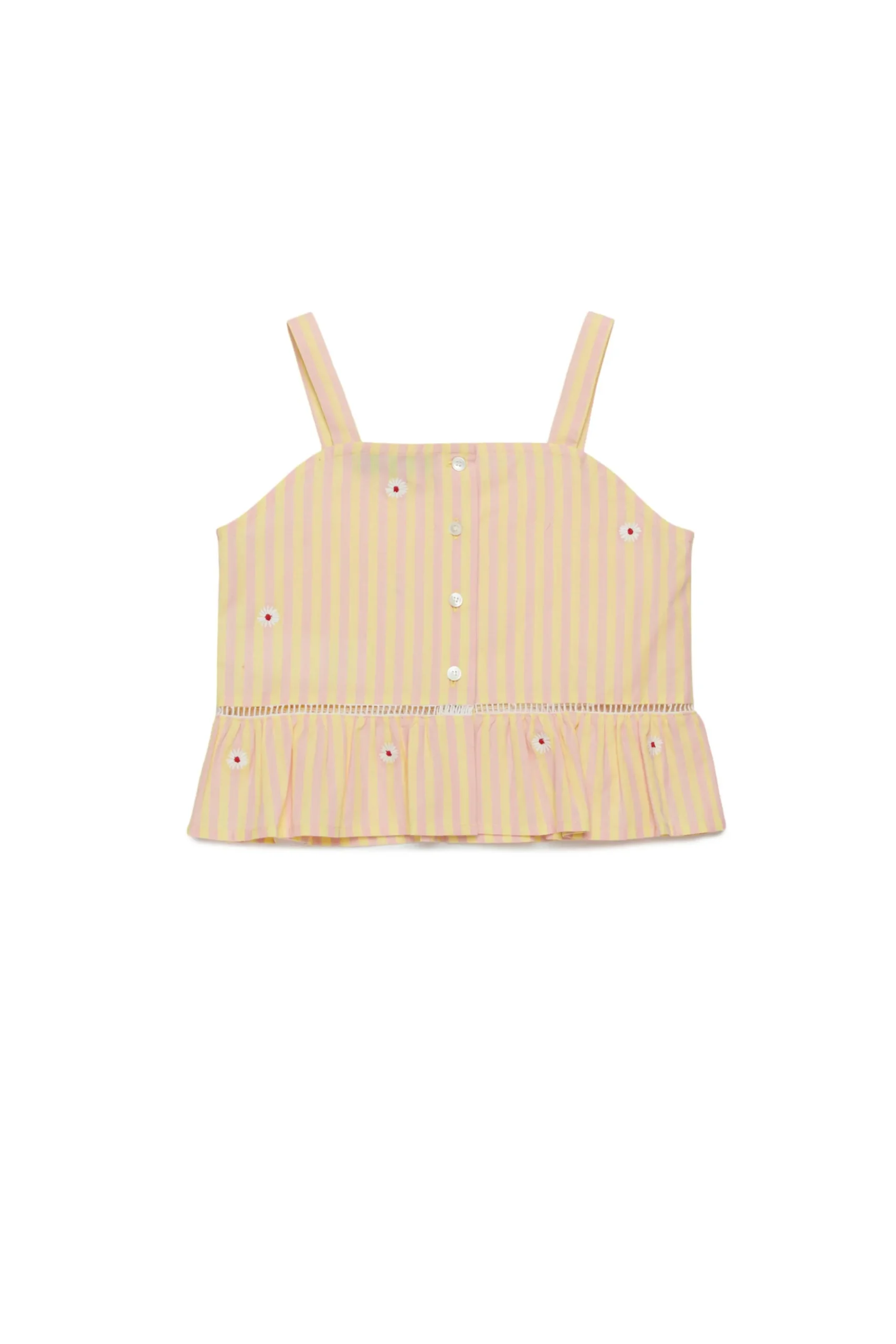 Shirts>MAX&Co. Striped poplin shoulder straps shirt cream yellow
