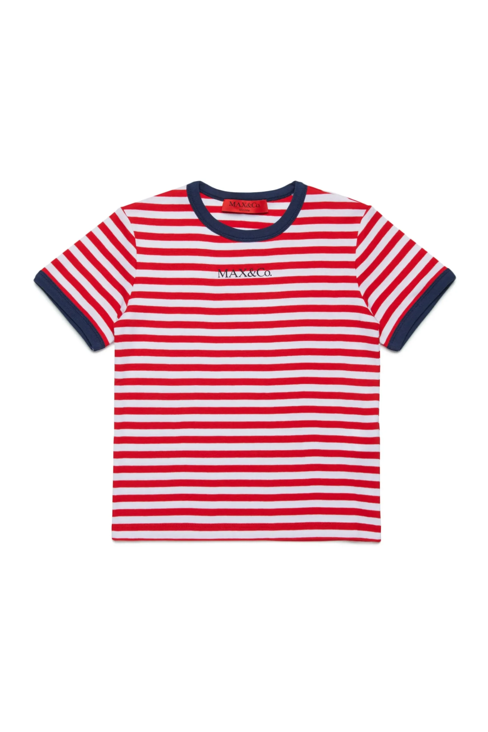 T-Shirts>MAX&Co. Striped T-shirt with logo fiery red