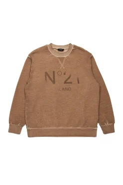 Sweatshirts>N°21 Sweatshirt with fading logo buckthorn brown