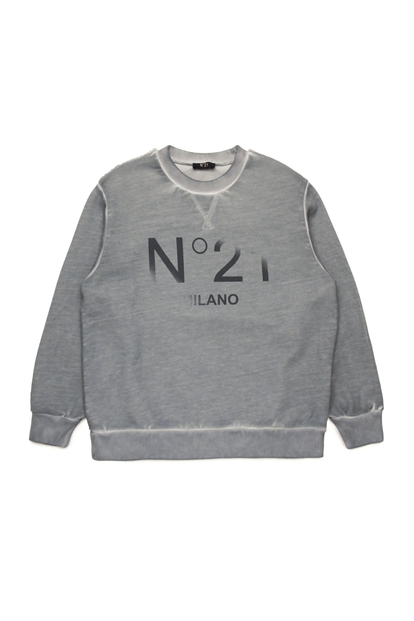 Sweatshirts>N°21 Sweatshirt with fading logo medium gray