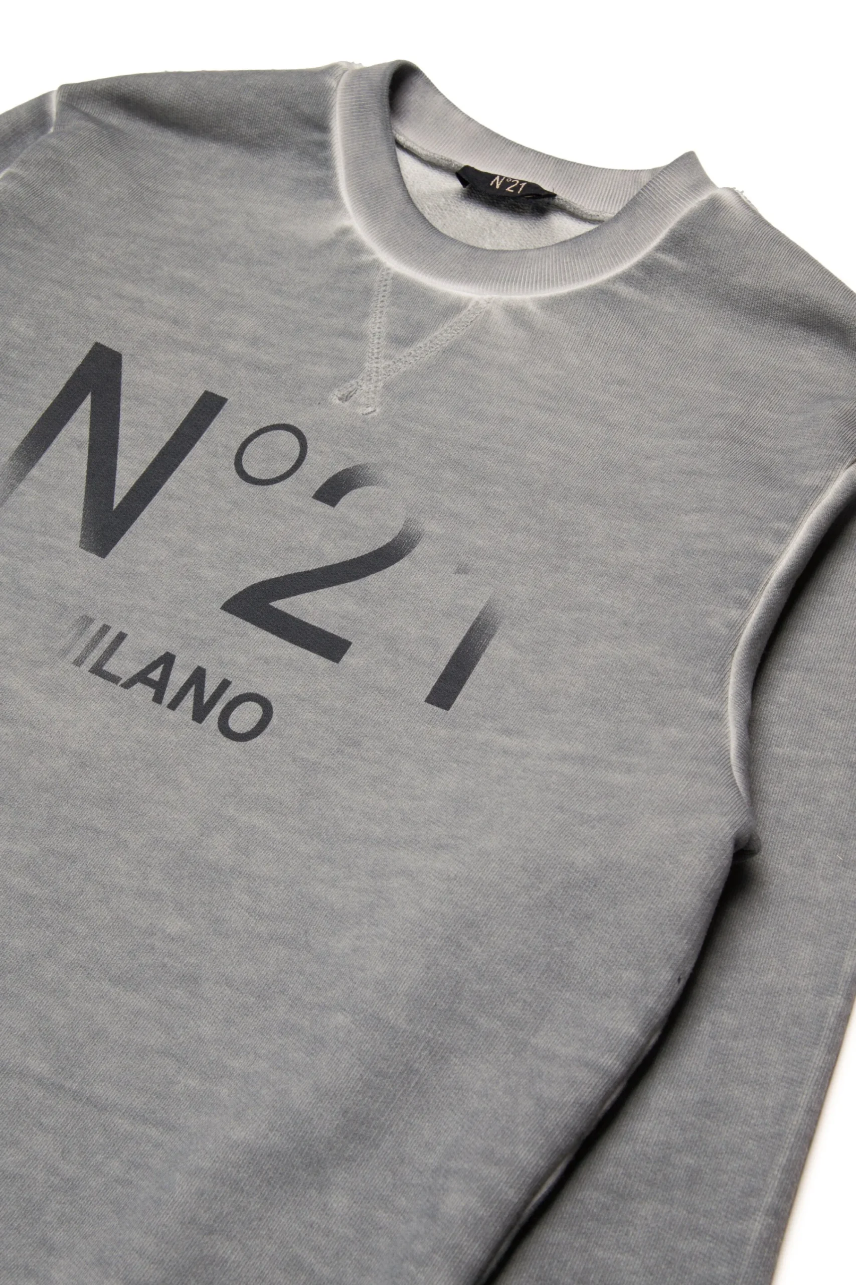 Sweatshirts>N°21 Sweatshirt with fading logo medium gray