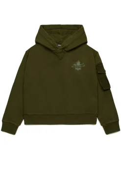Sweatshirts | Activewear>DSQUARED2 Sweatshirt with Maple Leaf dark olive green