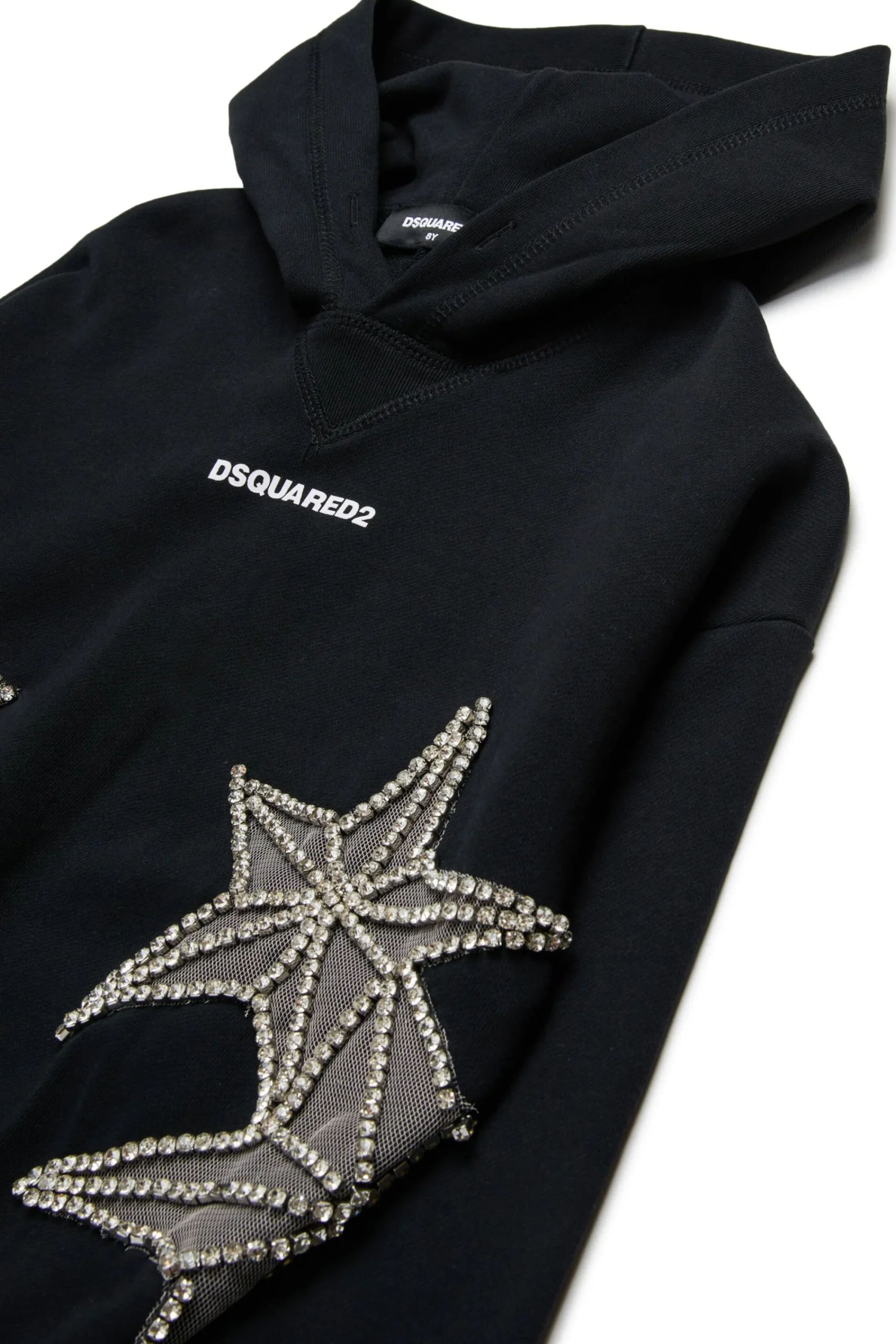 Sweatshirts>DSQUARED2 Sweatshirt with mesh and crystals stars black