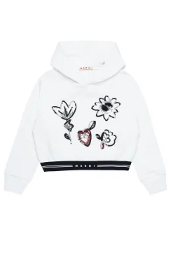 Sweatshirts>MARNI Sweatshirt with sequined flowers natural white
