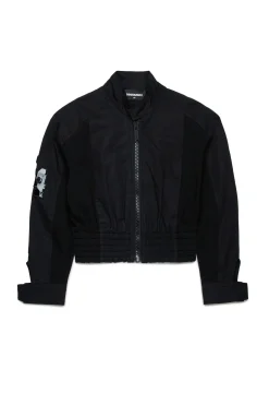 Jackets And Padded Jackets | Logomania>DSQUARED2 Technical cotton branded jacket black