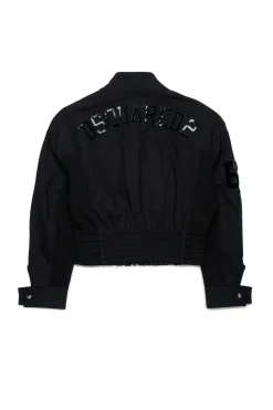 Jackets And Padded Jackets | Logomania>DSQUARED2 Technical cotton branded jacket black