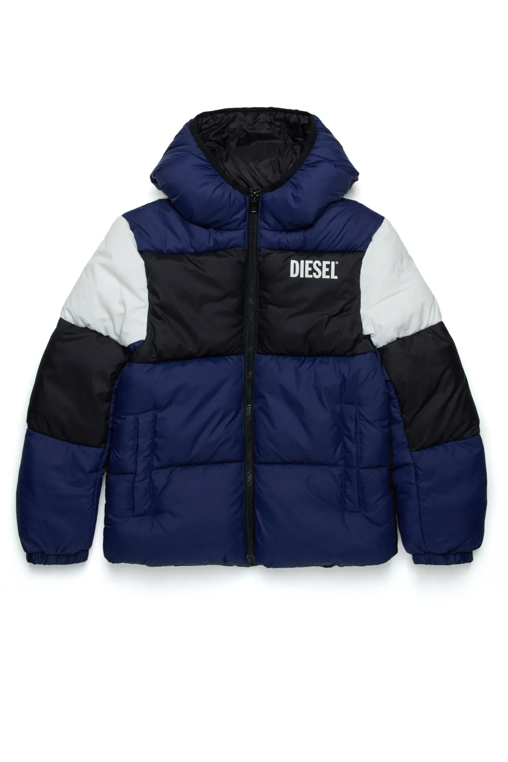 Jackets And Padded Jackets | Jackets And Padded Jackets>DIESEL Tricolor padded jacket with logo blue peacoat