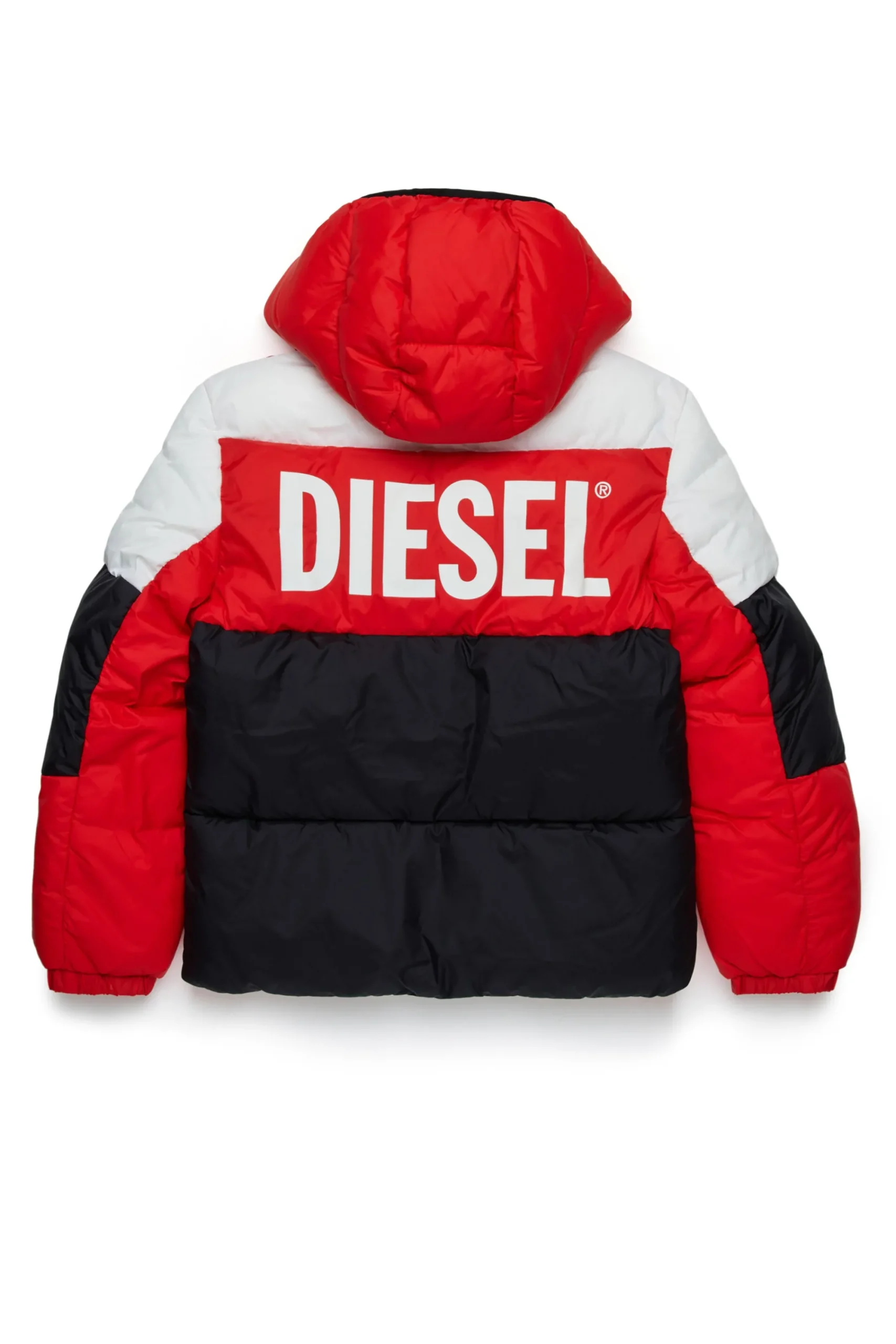 Jackets And Padded Jackets | Jackets And Padded Jackets>DIESEL Tricolor padded jacket with logo carnation red
