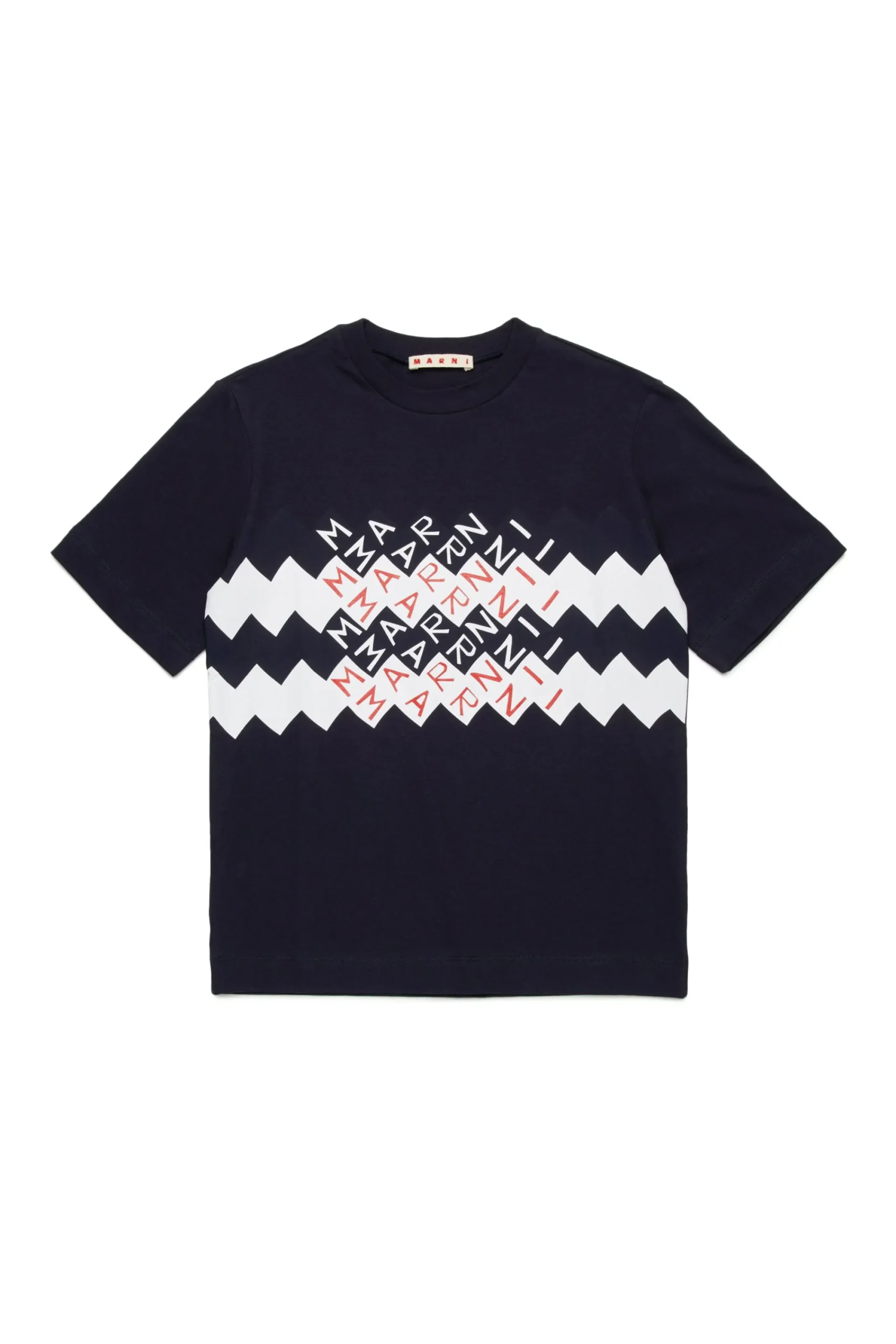T-Shirts | T-Shirts>MARNI T-shirt branded with Promenade logo blue navy