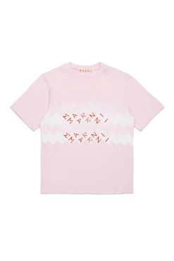 T-Shirts | T-Shirts>MARNI T-shirt branded with Promenade logo light pink