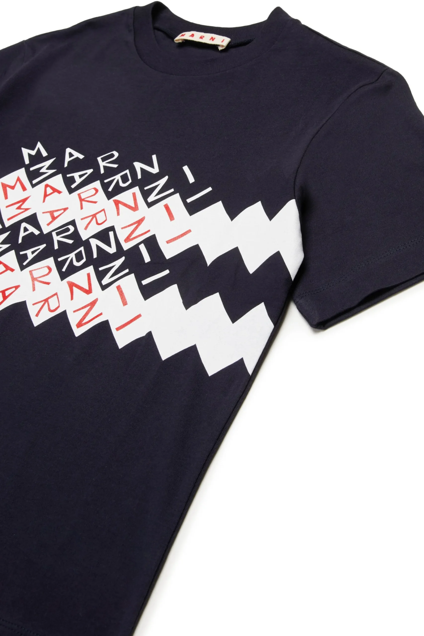 T-Shirts | T-Shirts>MARNI T-shirt branded with Promenade logo blue navy