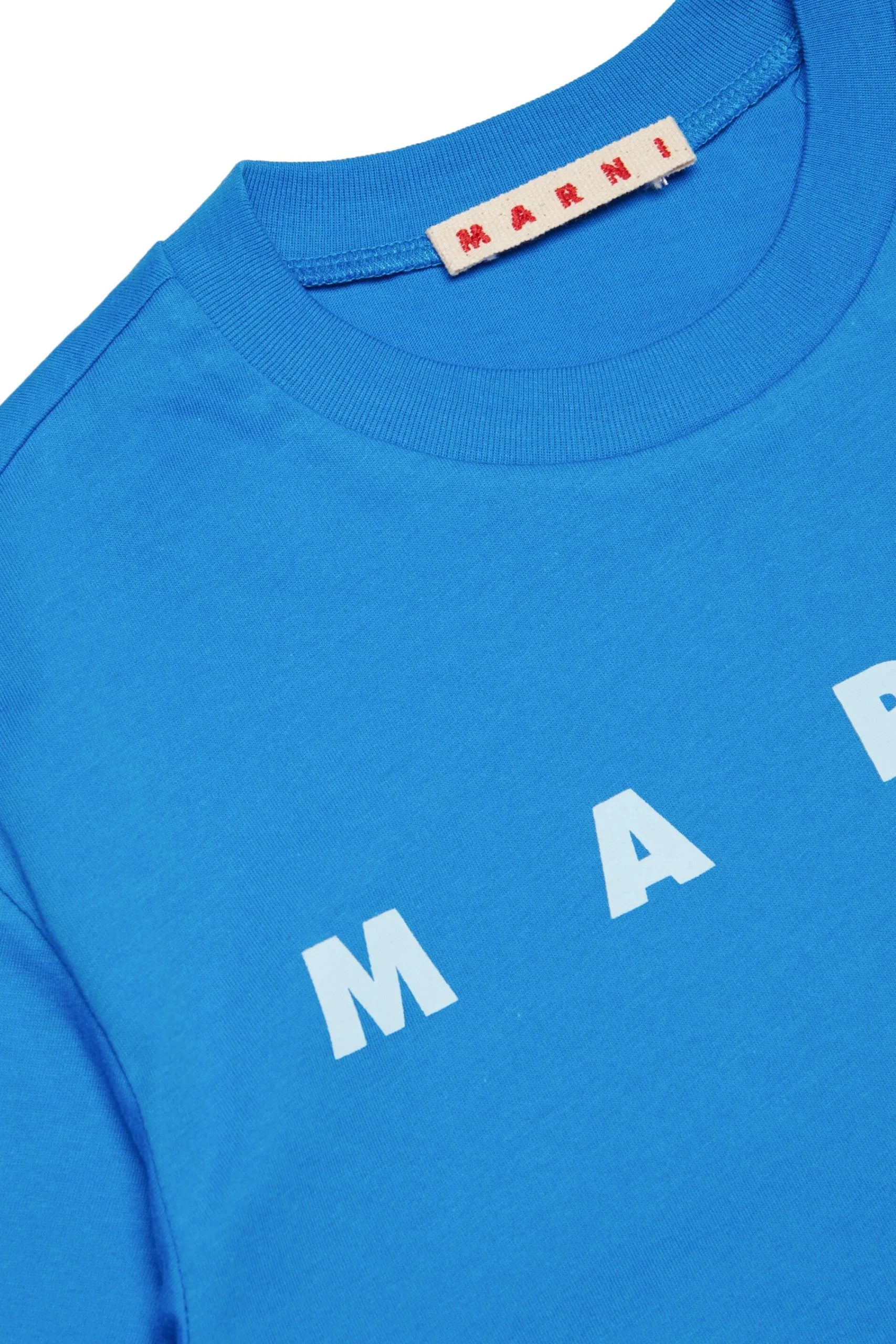 T-Shirts | Logomania>MARNI T-shirt in jersey with logo bright bluette