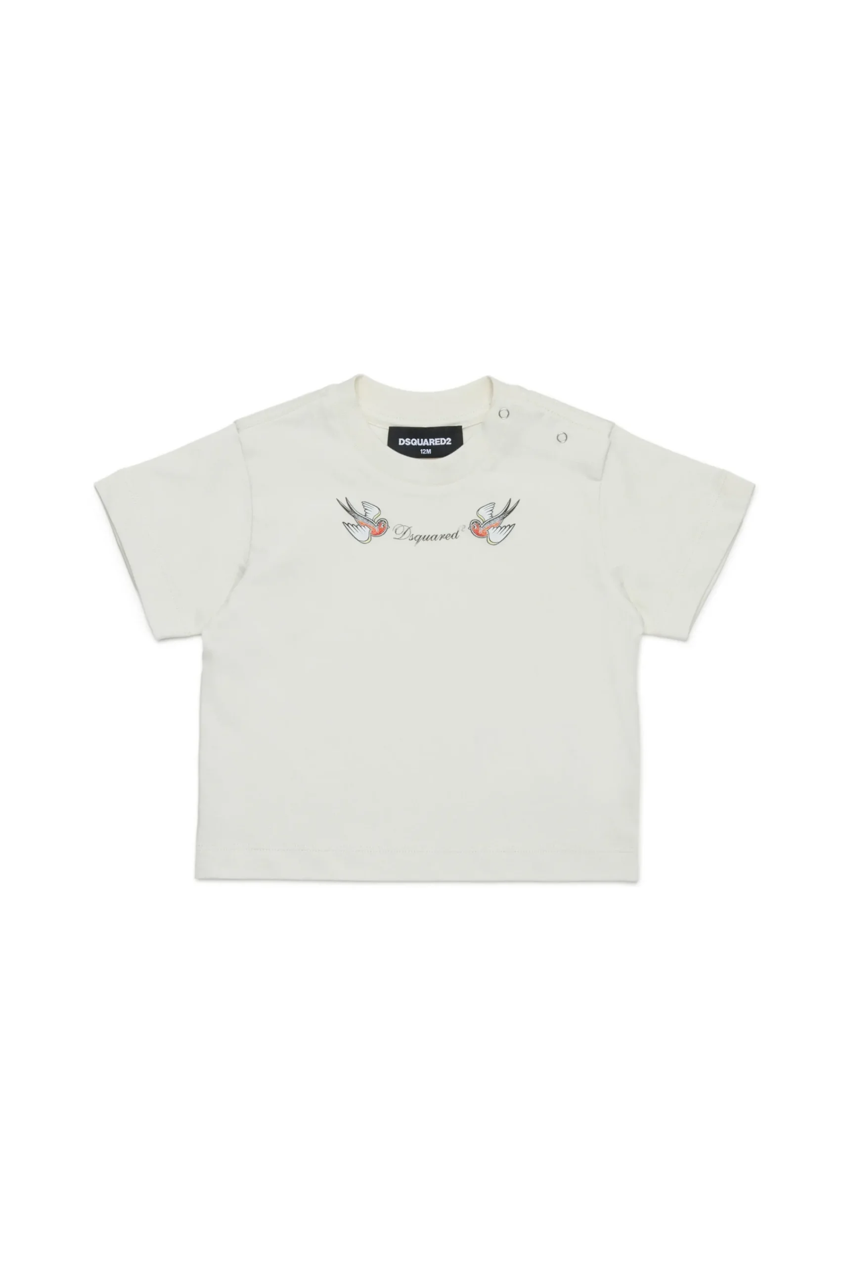 T-Shirts>DSQUARED2 T-shirt with Birds print off white