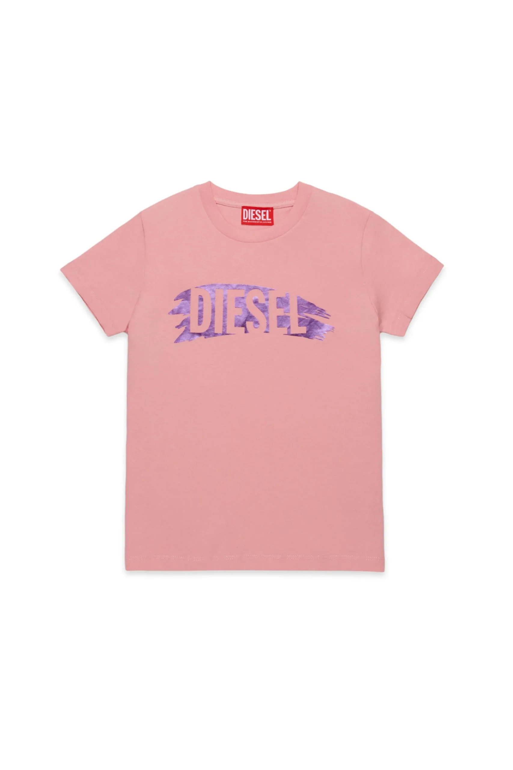 T-Shirts>DIESEL T-shirt with brushed effect logo light pink
