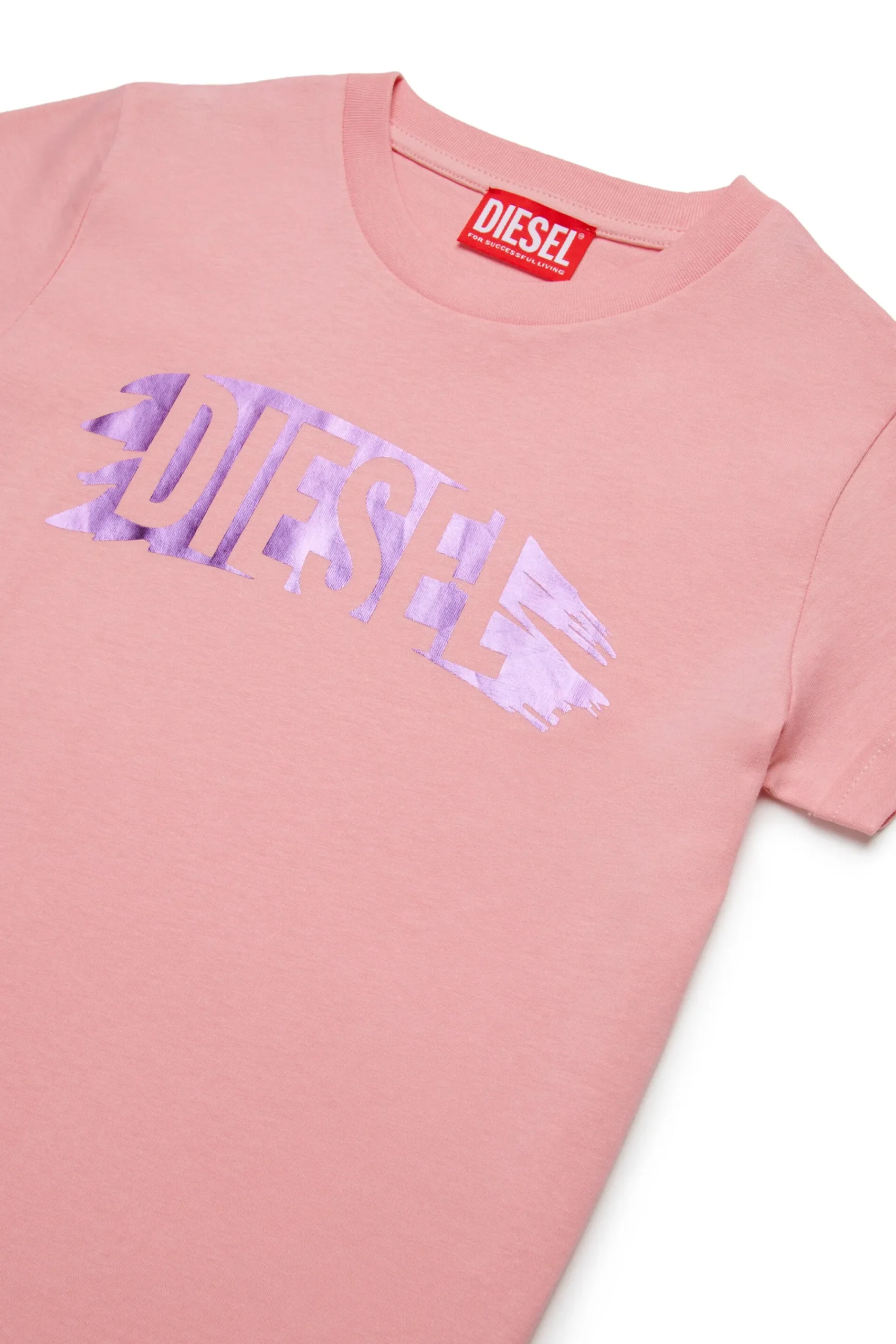 T-Shirts>DIESEL T-shirt with brushed effect logo light pink