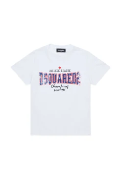 T-Shirts | Activewear>DSQUARED2 T-shirt with college print white