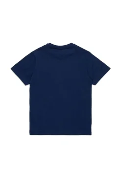 T-Shirts | Logomania>DSQUARED2 T-shirt with college print dark blue