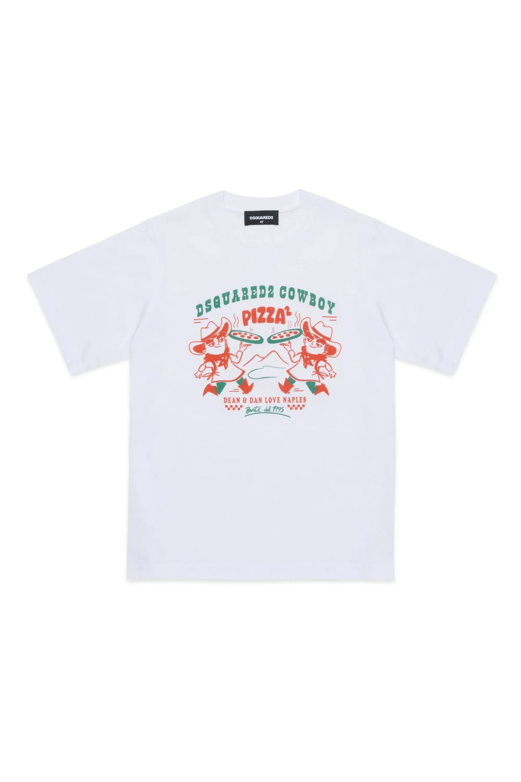 T-Shirts | T-Shirts>DSQUARED2 T-shirt with Cowboy Pizza graphics white