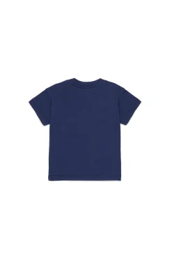 T-Shirts | Activewear>DIESEL T-shirt with degradé logo blue peacoat