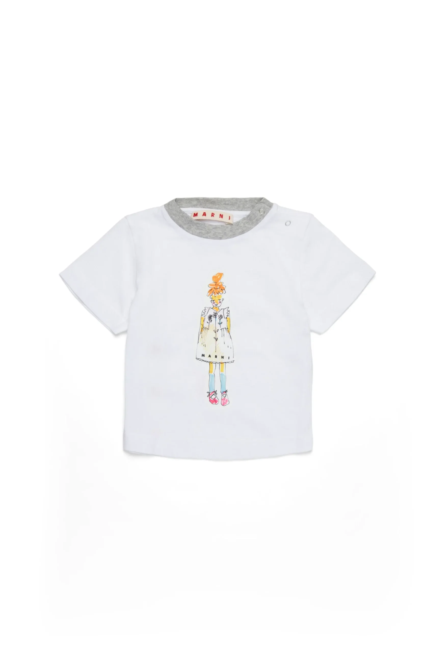 T-Shirts>MARNI T-shirt with doll print white