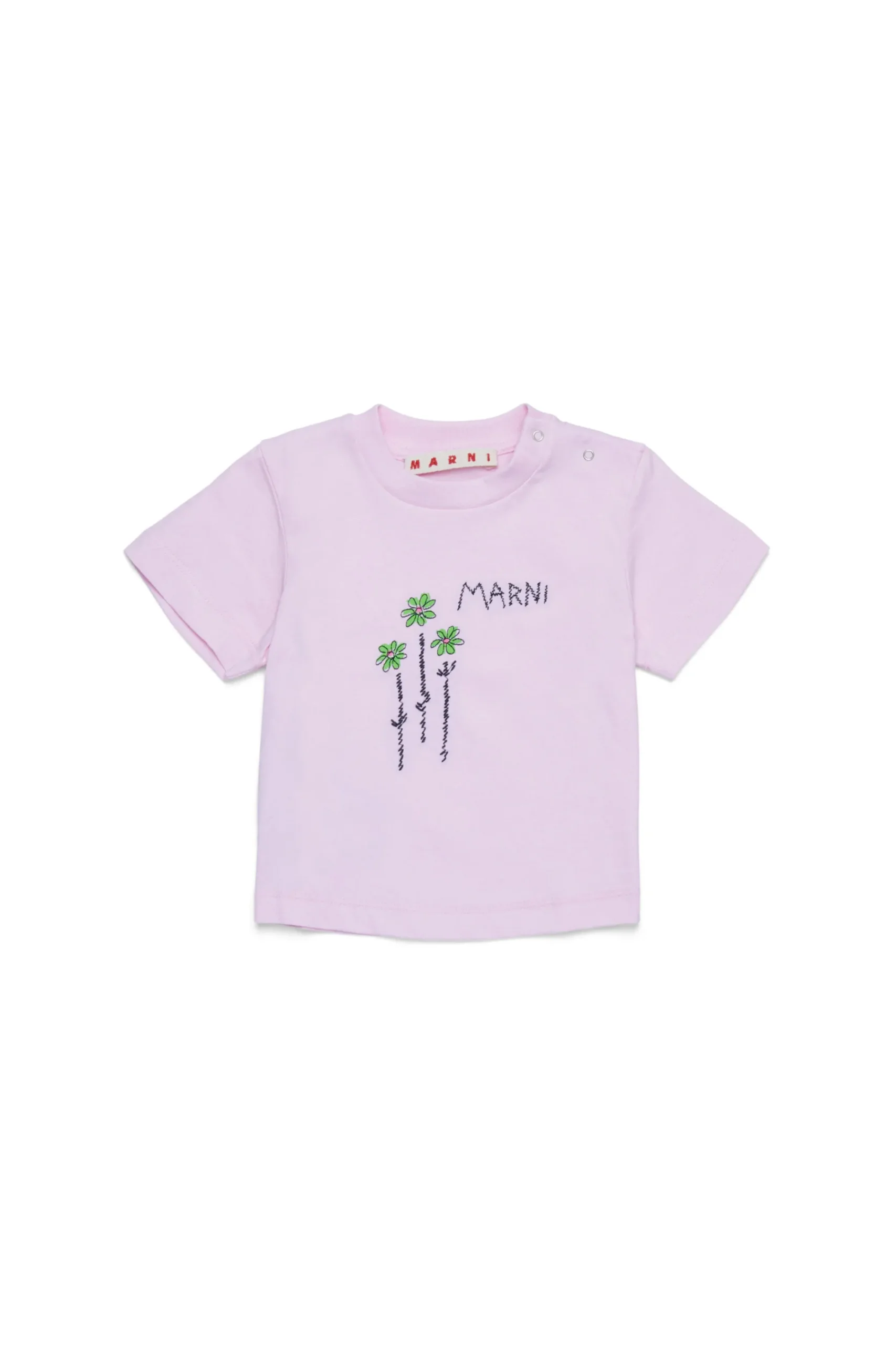 T-Shirts>MARNI T-shirt with embroidered flowers light pink