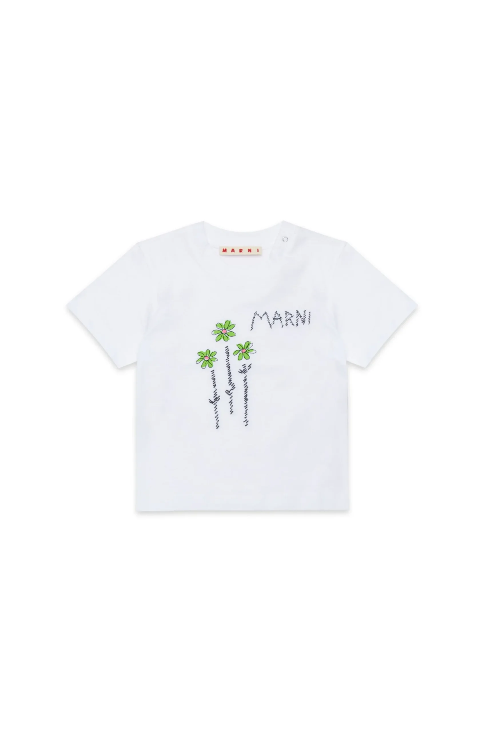 T-Shirts>MARNI T-shirt with embroidered flowers white