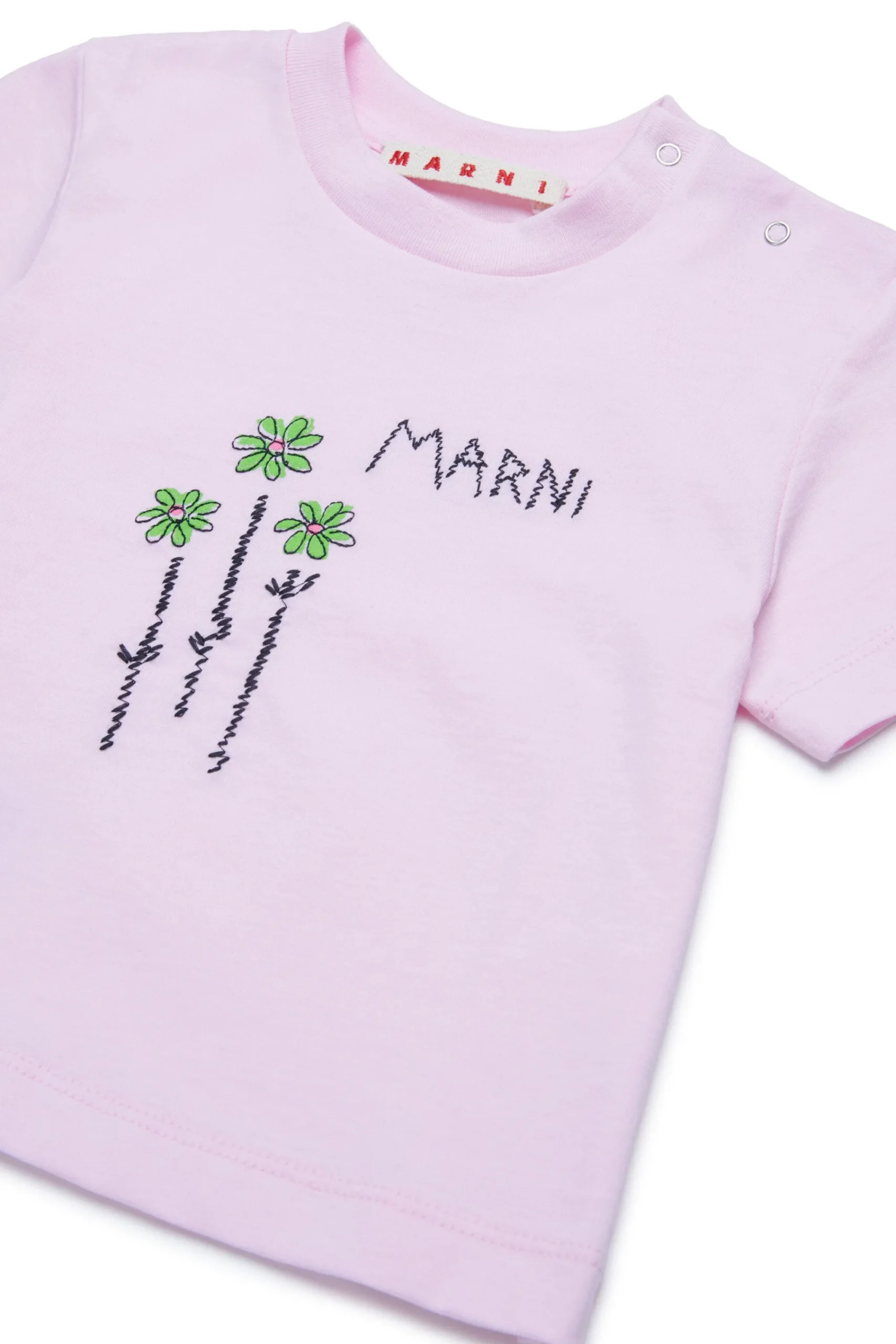 T-Shirts>MARNI T-shirt with embroidered flowers light pink