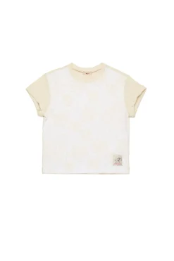 T-Shirts>N°21 T-shirt with embroidered organza flowers creamy white