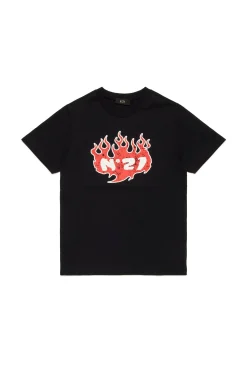 Logomania | Logomania>N°21 T-shirt with Flames graphics black