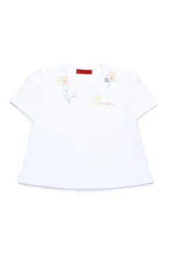 T-Shirts>MAX&Co. T-shirt with floral embroidery white