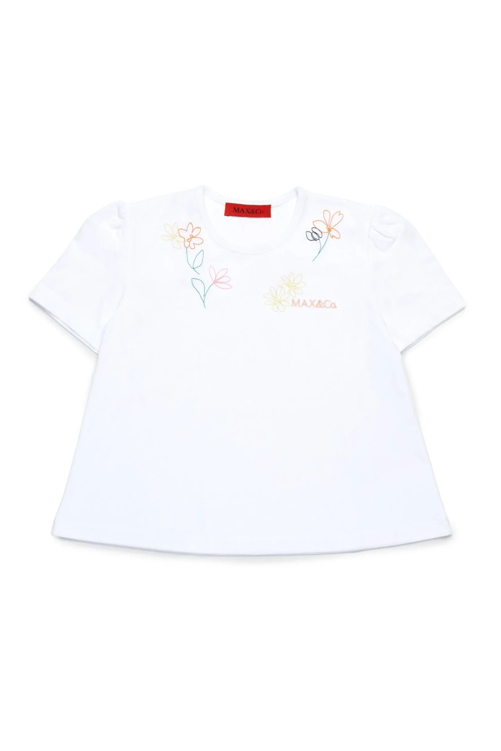 T-Shirts>MAX&Co. T-shirt with floral embroidery white