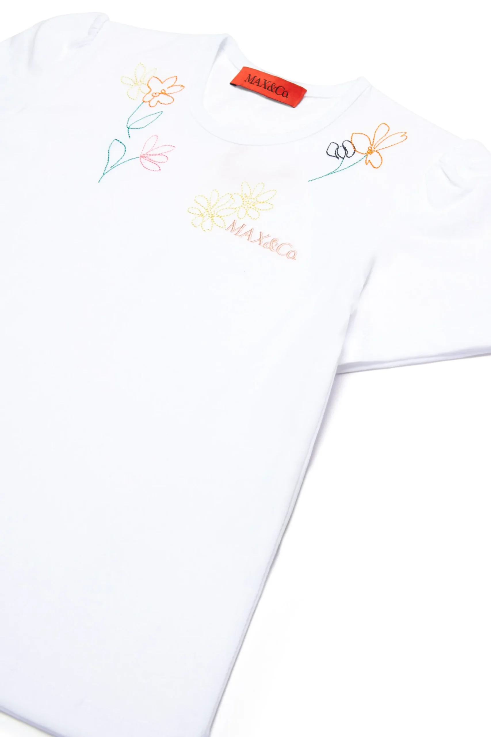T-Shirts>MAX&Co. T-shirt with floral embroidery white