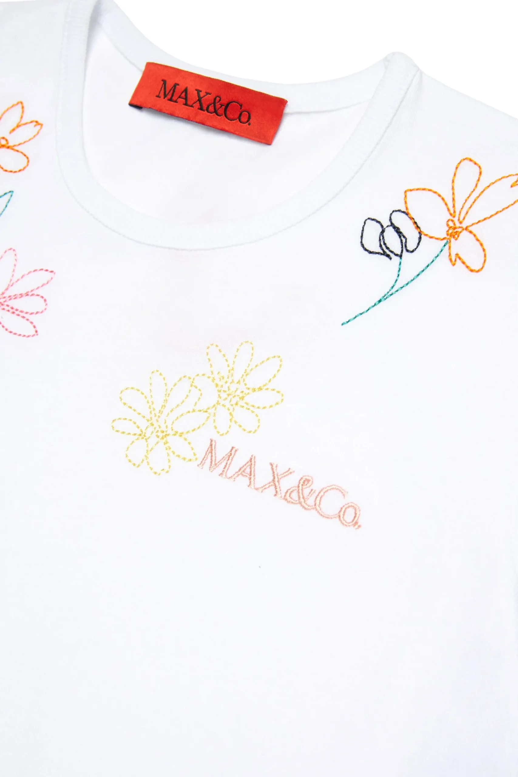 T-Shirts>MAX&Co. T-shirt with floral embroidery white