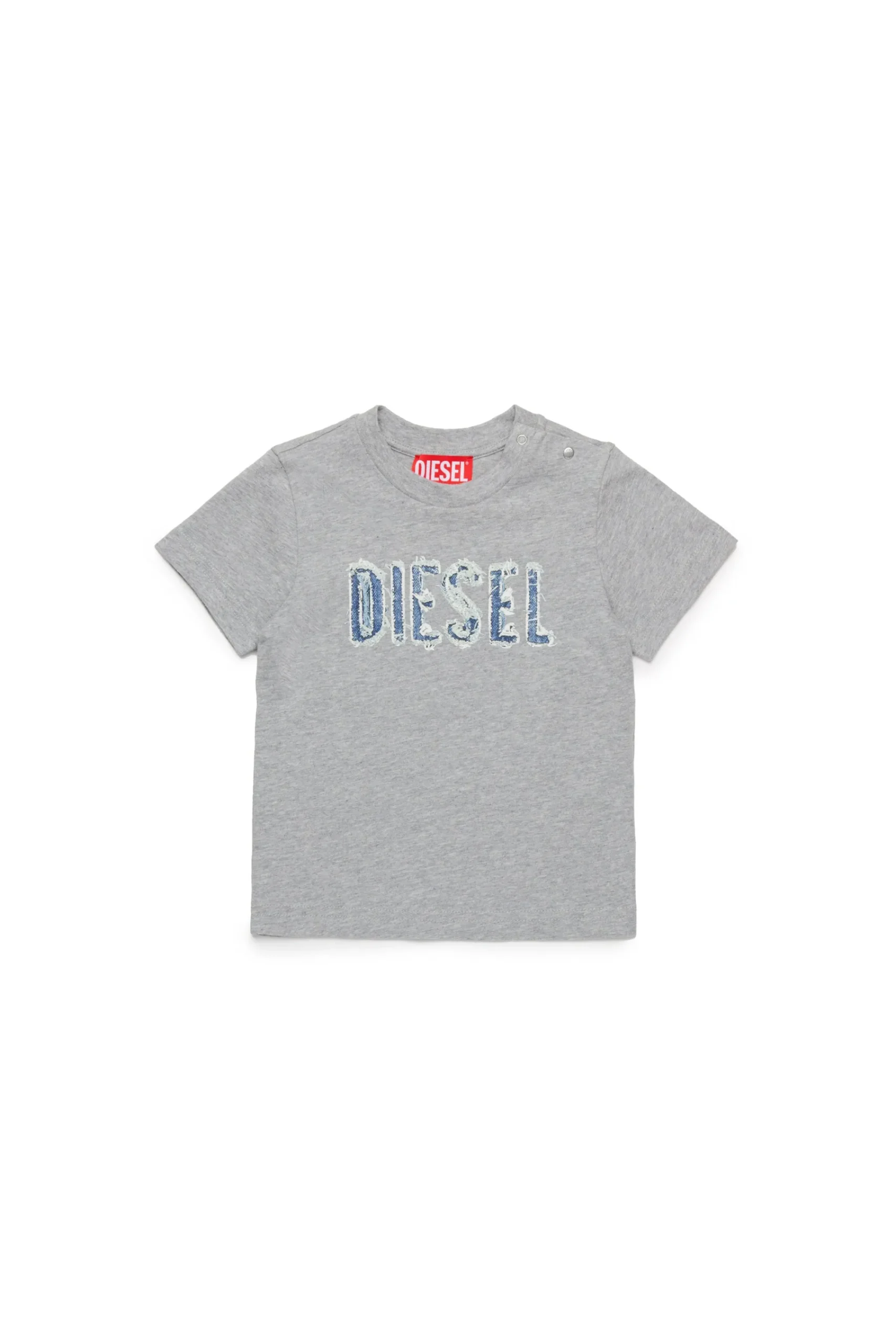 T-Shirts | Logomania>DIESEL T-shirt with graphic denim effect grey melange