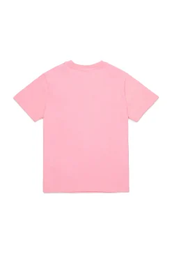 T-Shirts>DIESEL T-shirt with heart graphics pink