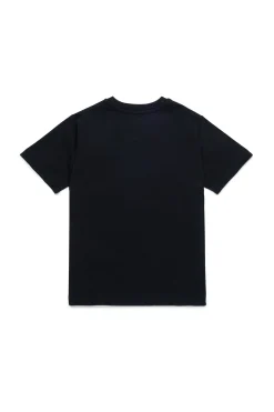 T-Shirts>DIESEL T-shirt with heart graphics black
