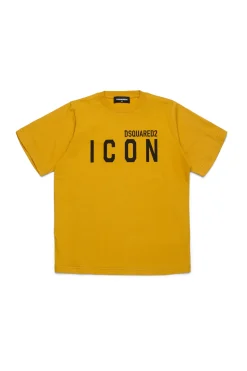 T-Shirts | Activewear>DSQUARED2 T-shirt with ICON logo mustard yellow