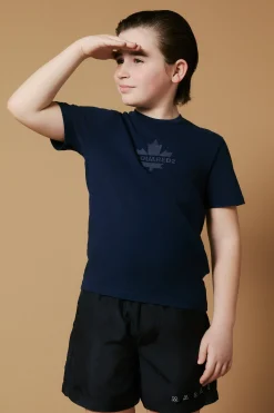 T-Shirts | Activewear>DSQUARED2 T-shirt with Maple Leaf dark blue