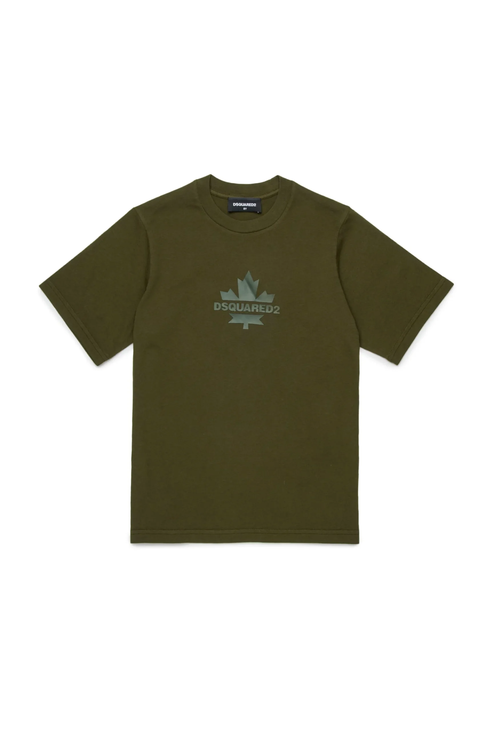 T-Shirts | Activewear>DSQUARED2 T-shirt with Maple Leaf dark olive green