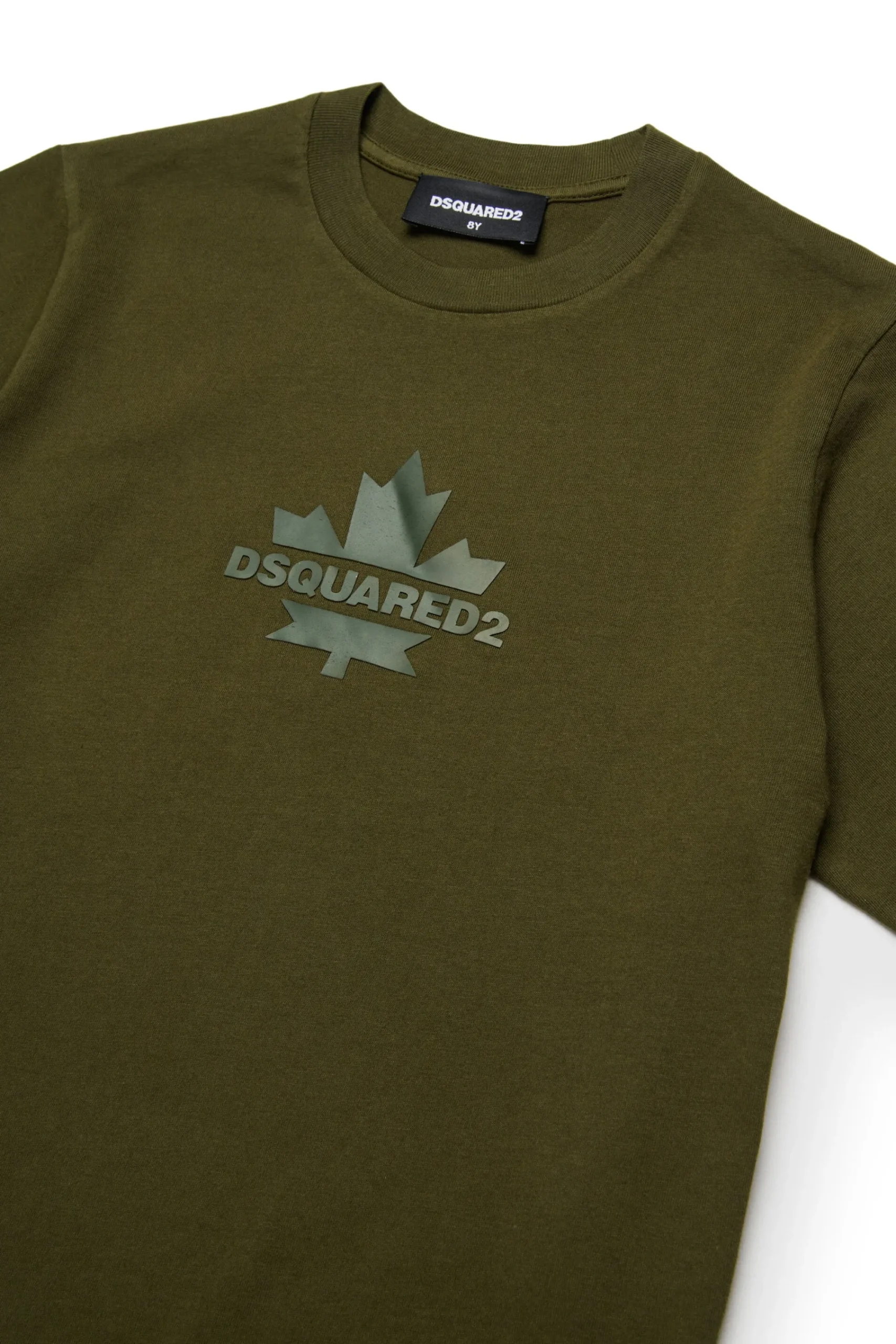 T-Shirts | Activewear>DSQUARED2 T-shirt with Maple Leaf dark olive green