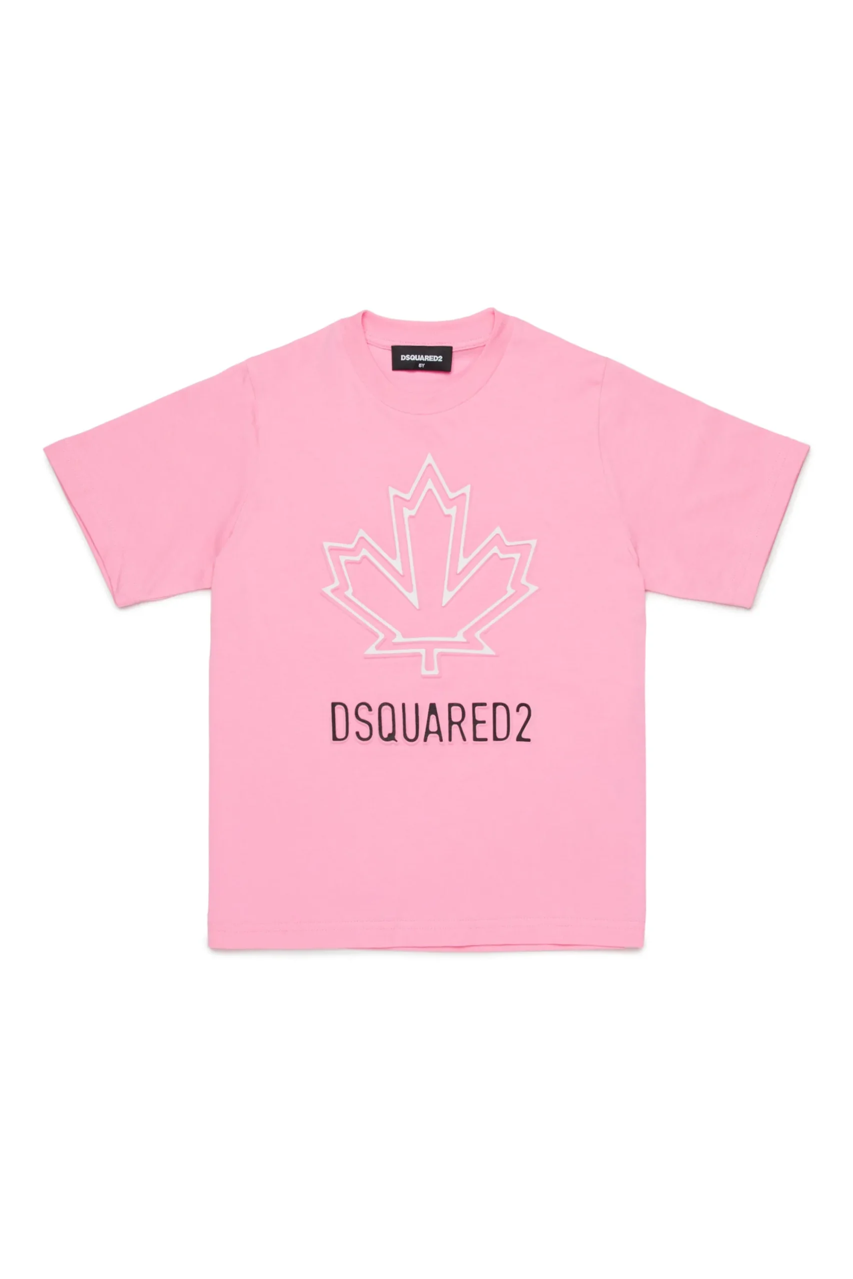 T-Shirts | Logomania>DSQUARED2 T-shirt with Maple Leaf outline minnie pink