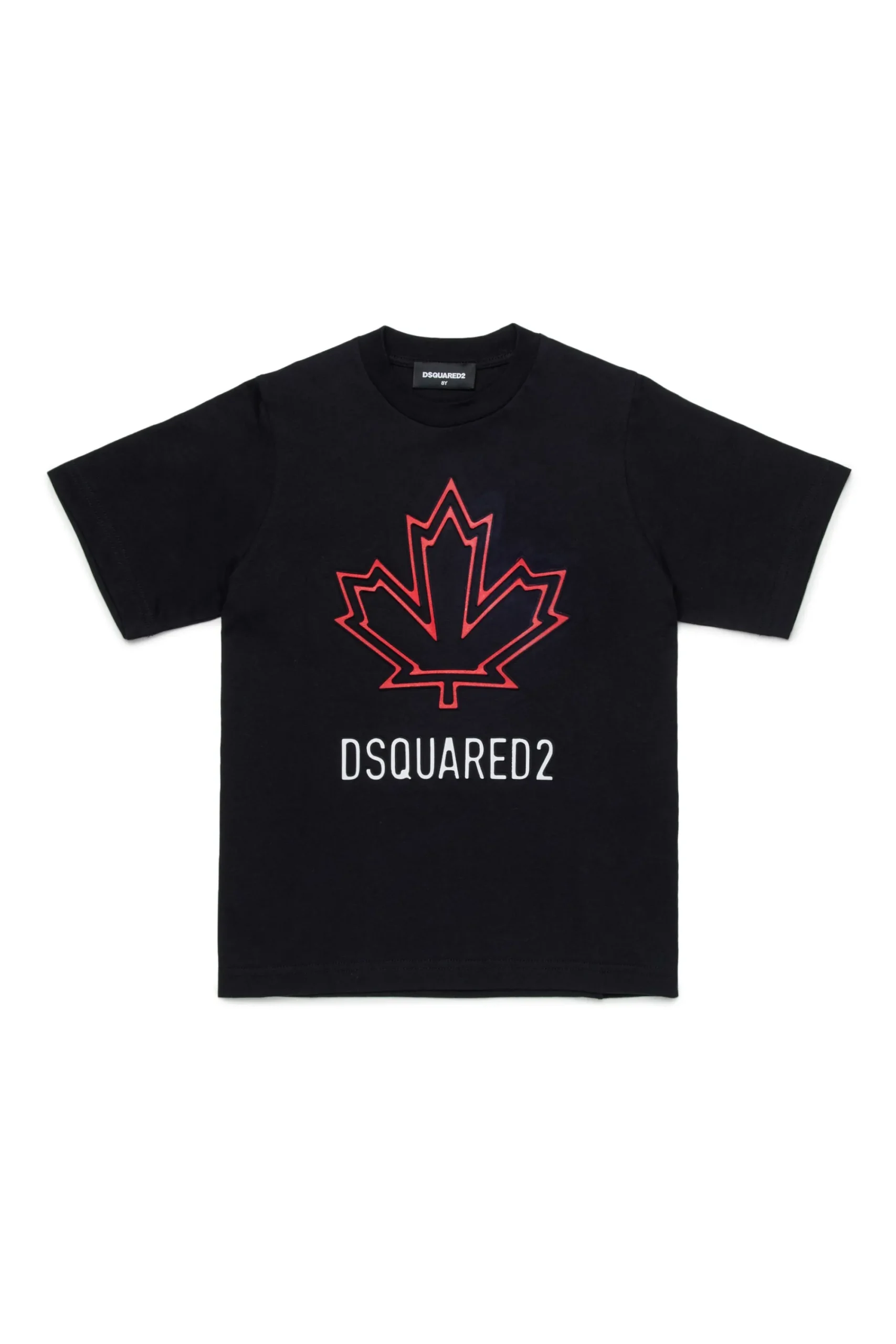 T-Shirts | Logomania>DSQUARED2 T-shirt with Maple Leaf outline black