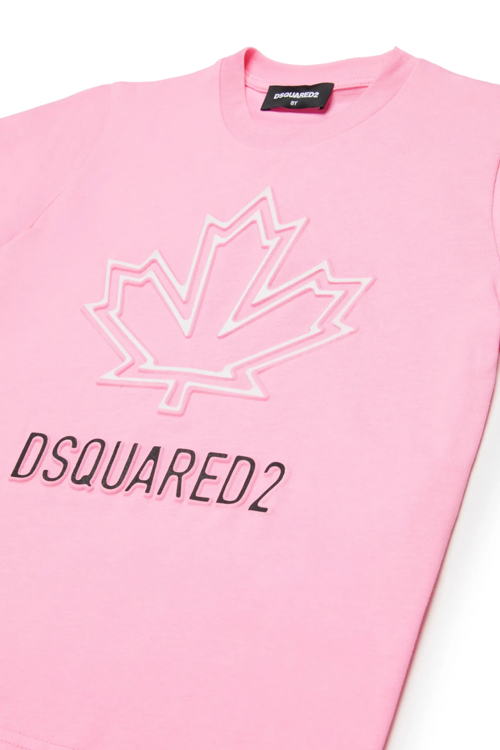 T-Shirts | Logomania>DSQUARED2 T-shirt with Maple Leaf outline minnie pink
