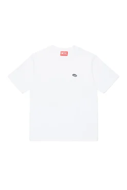T-Shirts>DIESEL T-shirt with oval D patch white